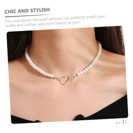 Healeved Pearl Clavicle Chain Love Heart Necklace for Women Vintage Hollow Design Elegant Neck Accessory Fashion Lovers Workmanship