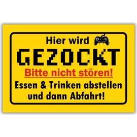Hier wird gezockt Sign – Party Decoration Gamer Gift Idea Decoration Playroom Student Door Sign Room Party – Teenager Gift Gamer Birthday Gift Decoration Teenager BerpaHome
