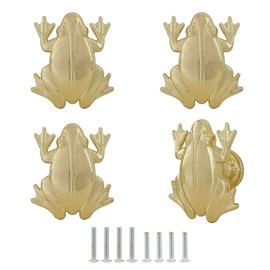 Mizhang Frog Cabinet Knobs, Decorative Metal Frog Shaped Single Hole Drawer Knob Pull Handle for Cupboard Closet Door Dresser Hardware Furniture Knobs Handles -4pcs (Gold)