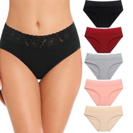 Cameway 5 Pack Womens Underwear Cotton Bikini Panties Lace Soft Hipster Panty Ladies Stretch Full Briefs (XX-Large, Multi A)