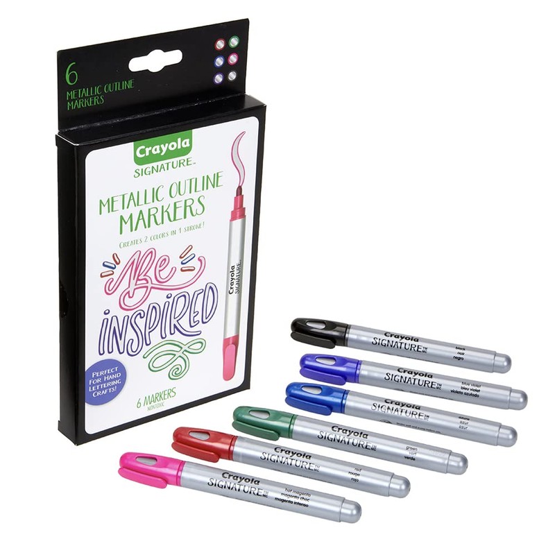 Crayola Metallic Outline Paint Markers, Assorted Colors, Art Supplies, 6