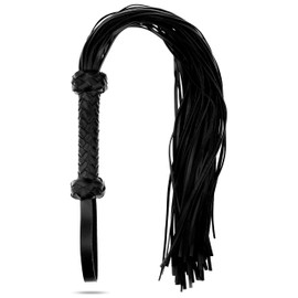 AOXVIA Halloween Whip for Costume, Faux Leather Riding Whip for Horses, Accessory for Equestrian Sport, Black 30"
