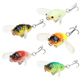 YINETTECH 5Pcs Fishing Lure Hook Cicada Shape Fishing Bait 6g/5cm Freshwater Crank Baits Artificial Cicada Lures for Topwater Fishing