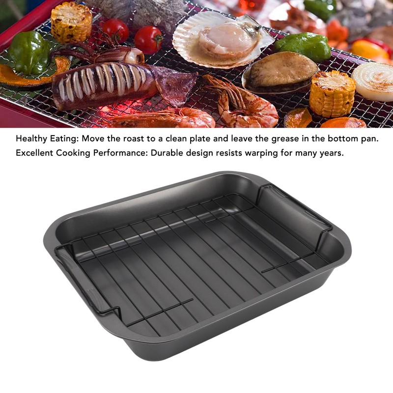 Roast Pan with Rack Rectangle Broiling Pan Carbon Steel Iron