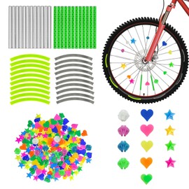 CJAPGJW Pack of 252 Bicycle Spokes Decorative Children, Bicycle Accessories Children with 44 Spoke Reflectors and 208 Beads, Bicycle Children, Bicycle Accessories Children for Bicycle Wheels and