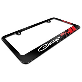 iPick Image for - Dodge Charger R/T Classic Red Stripe Black Metal License Plate Frame