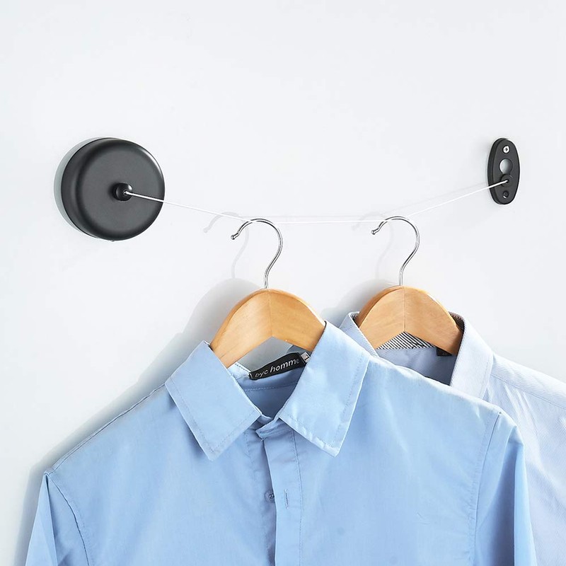 KUNGYO Extendable Washing Line - Wall Mounted Pull Out Stainless