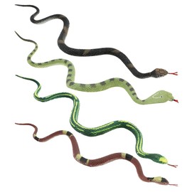 COM-FOUR® 16-piece rubber snake set - small realistic snake, cobra, asp viper, adder, reptile made of plastic - approx. 34 cm long [selection varies] (16 pieces - colored/34cm)