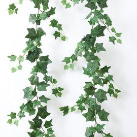 mizii 2 Strands Artificial Vines Ivy Garland 79" Fake Vine with Silk Green Leaves Faux Hanging Plants Greenery Decoration for Outdoors Party Wedding Indoor Mantle Bedroom Home Decor (Ivy)
