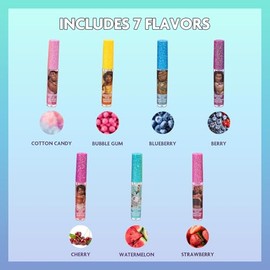 Moana 2 7 unidades de brillo para labios de a base de plantas,primer set de maquillaje para niñas, perfecto para fiestas, pijamadas y regalos de cumpl