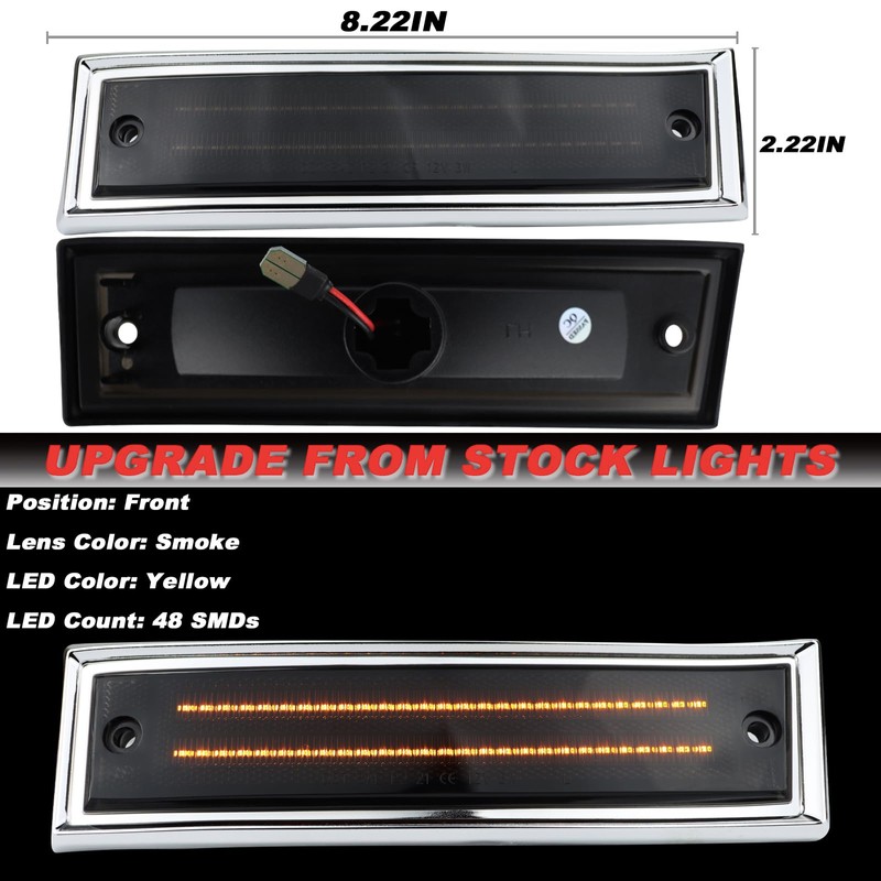 KEEGTBOX LED Side Fender Marker Lights Compatible with 1981-1991 Chevy