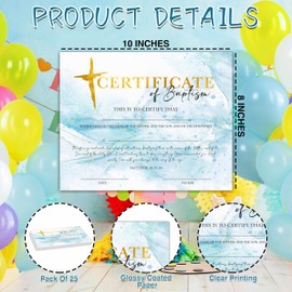 Baptism Certificates, Baptism Certificates for Church, Baby Dedication Certificates, Blue Themed Certificates for Baptism Supplies for Baby Boy Girl, Certificates of Recognition dd21