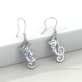 OKROKTOT 925 Sterling Silver 7 Chakra Earrings Yoga Music Earrings Music Symbol Earrings Women's Chakra Earrings Jewelry