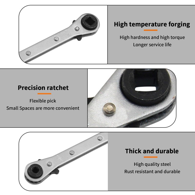 Xiciki Ratchet Spanner, Quad Spanner, Refrigeration Tools, HVAC Service Wrench