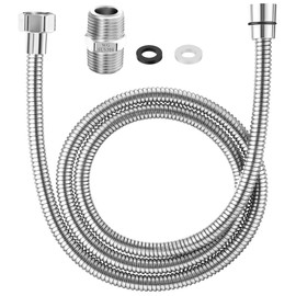 Dreyoo 1 Pack 59 Inch Shower Hose with Shower Extension Connector, Extra Long Handheld Head Hose with Brass Insert and Nut, 1/2 to 1/2 Extender, Stainless Steel