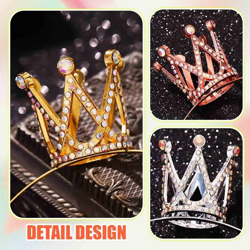 Zoestar Mini Crown Headbands Princess Small Tiara Headband for Women(3pcs)