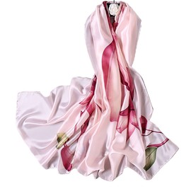 FAIRYGATE Silk Scarf Women Shawl Satin Neckerchief Head Wrap Ladies Beach Scarfs Vintage Bridal Shawl Satin Scarf Muslim Colorful Cloth Decorations Pink 79011