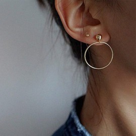 TseenYi Circle Stud Earrings Round Hollow Karma Earrings Chic Minimalist Earrings Jewellery for Women and Girls (Gold)