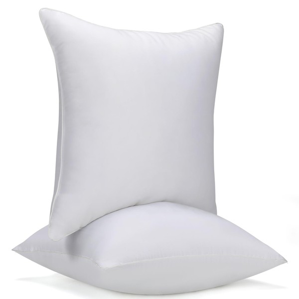 WINGLAM，Throw Pillow Inserts,Decorative Stuffer Pillows，Sham Stuffer，White，2 Pack，28x28 Inches, Hypoallergenic，Polyester,Ultra Soft，Lightweight