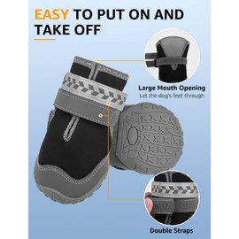 SCENEREAL Dog Shoes for Hot Pavement for Large Medium, Summer Mesh Breathable Dogs Boots & Paw Protectors for Hardwood Floors Indoor Outdoor Walking, Anti Slip Waterproof Sole, Black Size 8