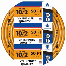 VN Infinite quality Solid Indoor 10/2 W/G NMB Cable Non-Mettallic Residential Indoor Wire 50 ft Coil