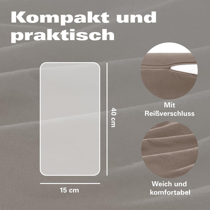 BaSaTex Organic Cushion Covers for Bolster 40 x 15 cm