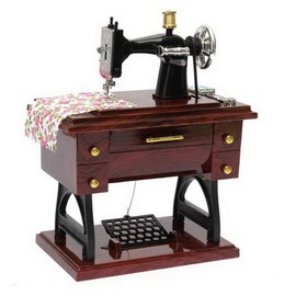 MAYMII Vintage Mini Sewing Machine Style Plastic Music Box Table Desk Decoration Toy Gift for Kid Children