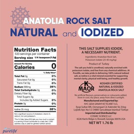 Purelife Anatolia Kaya Tuzu İnce İyotlu Beyaz Doypack 800gr