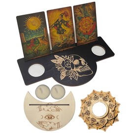 OKDOKEY 2022 New 5pc Wooden Tarot Card Stand Set | Display Your Daily & Week Cards | Tarot Reading Accessories | Wood Display Stand for Witch Divination Tools | Tarot Decor | Wiccan Supplies —Series H