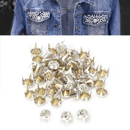 Rhinestone Nailhead, DIY Fashion Claw Beads Nailhead Studs Round Crystal Nail Head Crystal Claw Rivets Punk Pyramid Set Parts Decorative Studs for Leather Clothing Shoes Bags Crafts 50 Pieces [White]