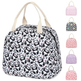 Bolsa de almuerzo para mujeres y niñas, con aislamiento, reutilizable, con asa, ligera, resistente al agua, fiambrera de poliéster, color rosa fresa