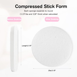 Tegelrying Facial Sponge Compressed,60 Pcs PVA Professional Makeup Removal Wash Round Face Sponges Spa Pads Exfoliating Cleansing for Women,White
