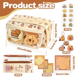 Tutamaz Capybara Pencil Case Set, Capybara Stationery Set Suitcase, Cute Capybara Pencil Case with Compartments, Capybara Bag, Cute Stationery Set for Office, School, Students, Children