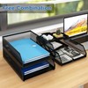 Natwind 3-Tier Desk Organizer,Desk Accessories, Stackable Paper Tray, Metal Mesh