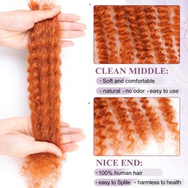 ADIASAI Ginger Afro Kinkys Bulk Human Hair 16 Inch 50g for Permanent Micro Locs Mini Kinky Twist Braids Loc Extensions Dreadlock Extensions Repair Locs Can Be Bleached Dyed (350#)