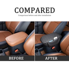 TOYCIDFG Car Armrest Cover with Side Pocket for Ford Maverick 2022-2024 Car Center Console Lid Armrest Seat Box Cover Trim Microfiber Leather Waterproof (Black B - Leather)