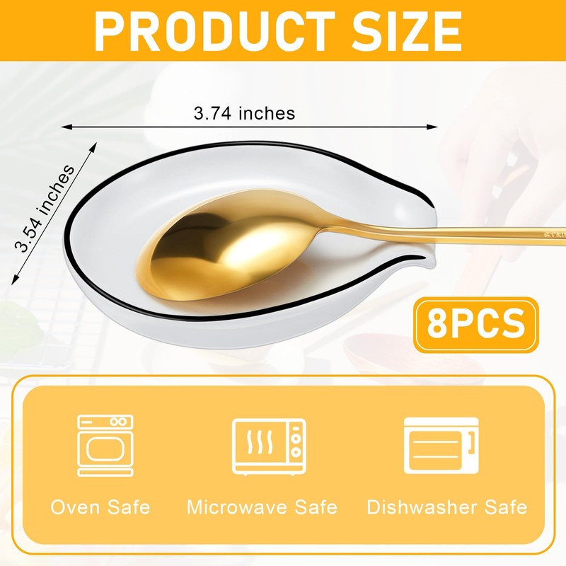 Irenare 8 Pcs Ceramic Spoon Rest for Stove Top 3.74