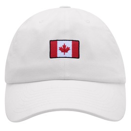 JPAK Canadian Flag Premium Dad Hat Embroidered Baseball Cap Canada Logo White
