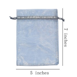 5x7 inch Organza Gift Bags with Drawstring for Jewelry,Candy,Tiny Toy,Ring,Pack of 50 Grey Sheer Fabric Clear Mesh Wrap Sachets for Baby Shower,Birthday,Christmas,Party Favors,Bridal Shower,Wedding
