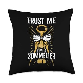 Wine Steward Drinker Lover Waiter Sommelier HS0 Sommelier Drinking Tasting Corkscrew Wine Opener Trust Throw Pillow, 18x18, Multicolor