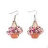 Hanging Plants Flower Petunia Wood Cut Cute Fun Drop Earrings