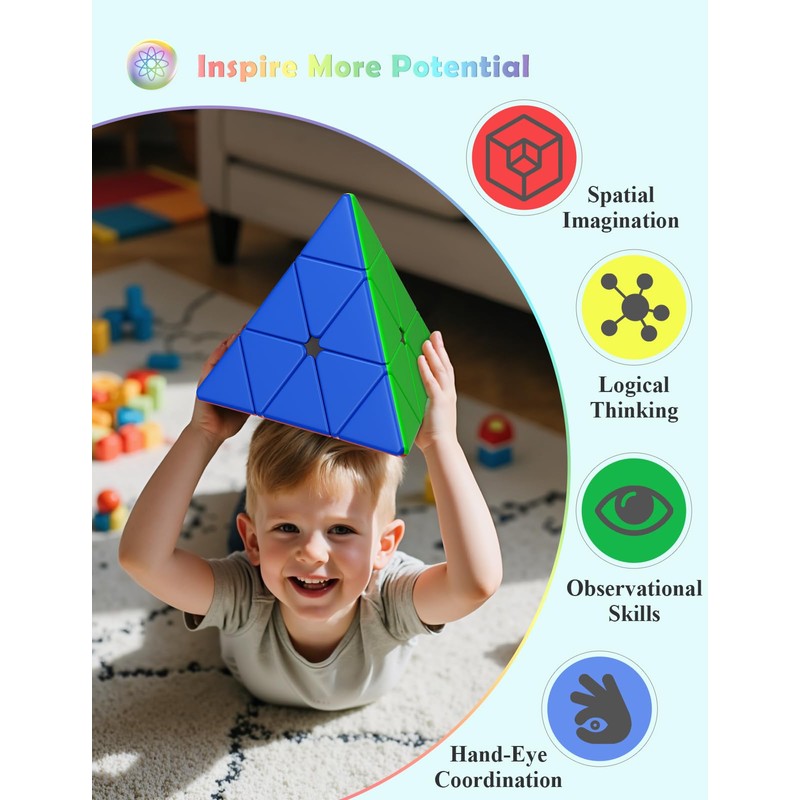 ROXENDA Giant Pyramid Cube 3x3x3 (27.5cm) - Stickerless Speed Pyraminx,