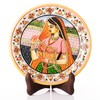 Marble Decorative Plate Traditional Indian Handpainted Round Shape Showpiece Pottery