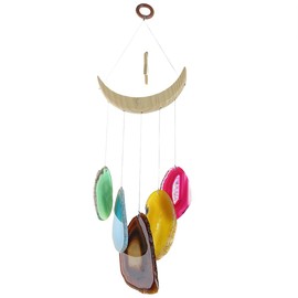 mookaitedecor Colorful Agate Slices Wind Chimes for Home Garden Decoration 15-19 Inches