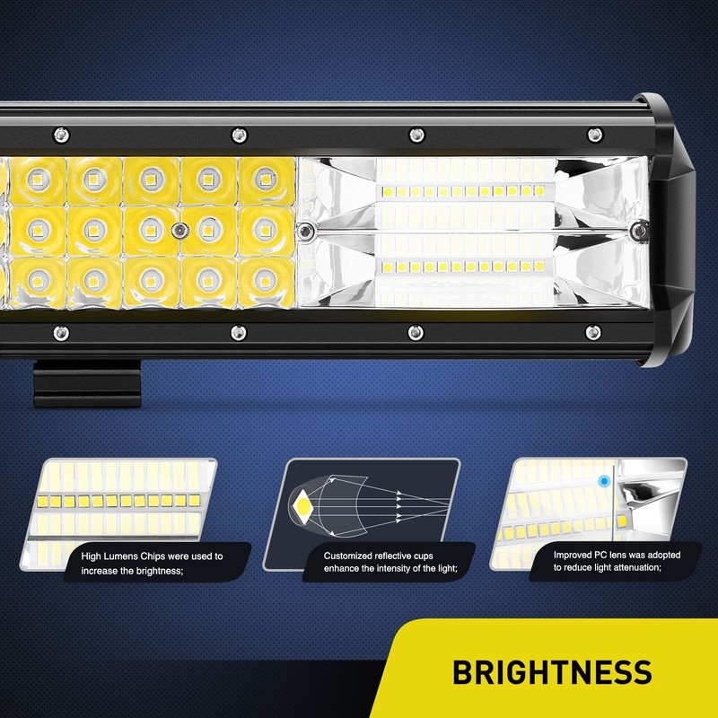 Nilight - 18003C-A 15Inch Triple Row Lights 216W 21600LM Flood
