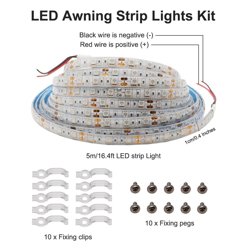 TEKSHINNY RV Underglow Led Light Kit, 12V 16.4FT RV Awning