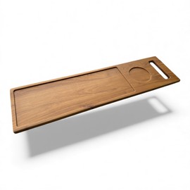 Zeek Bathtub Caddy Tray Solid Natural Wood Bath Board Charcuterie Serving Platter Housewarming Gift