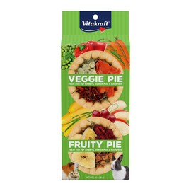 Vitakraft Veggie & Fruity Pie Treat for Pet Rabbits, Guinea Pigs, and Hamsters, 2 Pies,brown,24" x 50", 1.27 Ounce (Pack of 1)