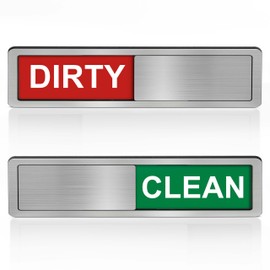 Dishwasher Clean Dirty Sign-Dishwasher Magnet Stainless Steel Clean Dirty Sign for Kitchen Organization Farmhouse Dishwasher Slide Indicator, Optional Adhesive Stickers