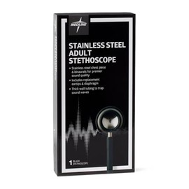 Medline Elite Adult Stainless Steel Stethoscope, Black, High Acoustic Sensitivity